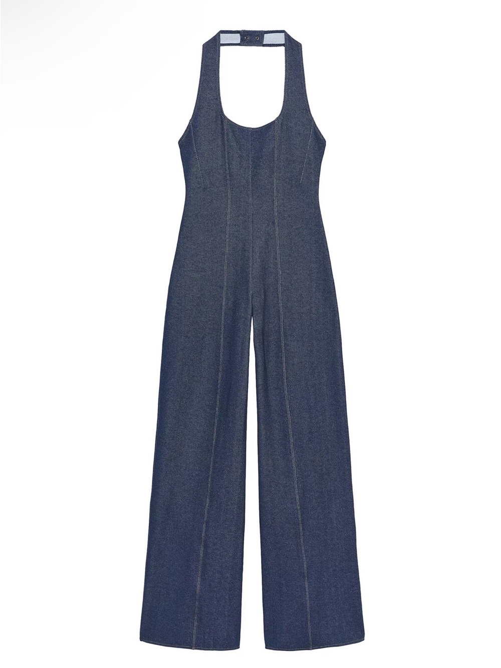 Zara Dark Blue Halter-Neck Wide-Leg Jumpsuit